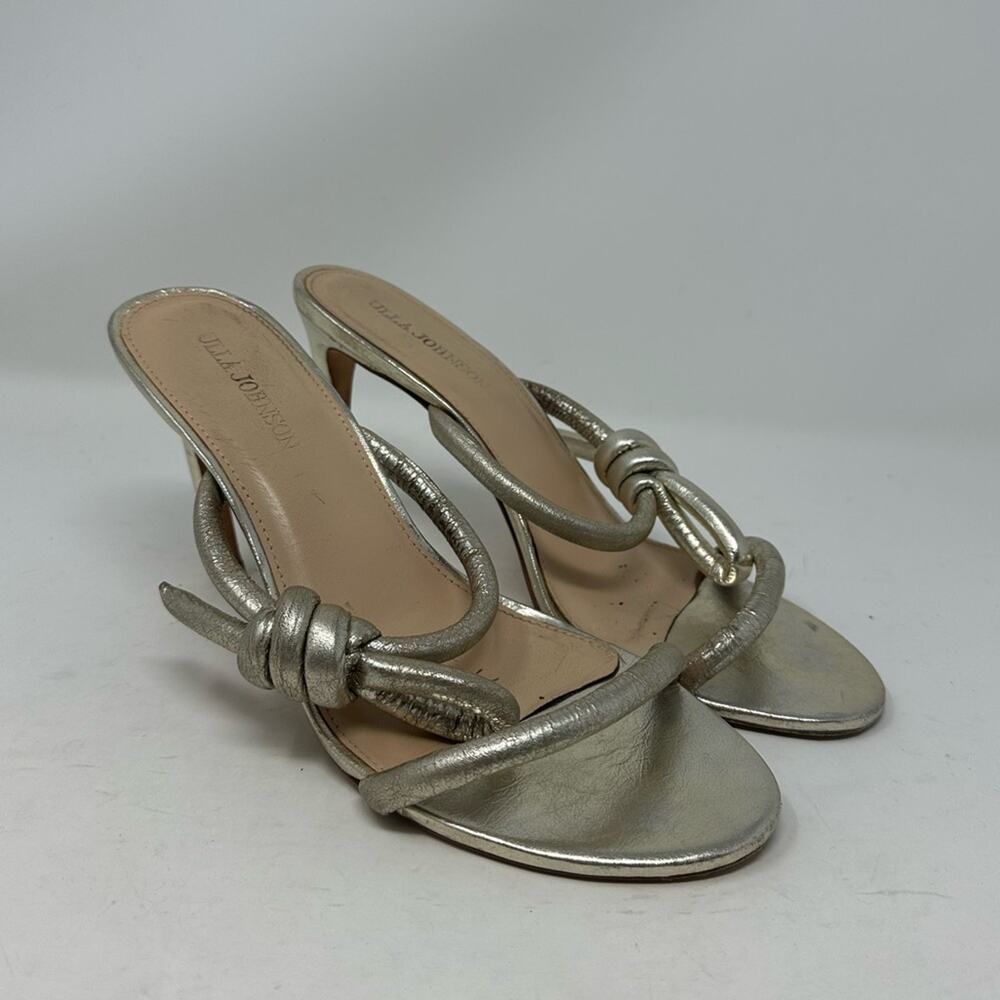 Ulla Johnson Alba Gold Leather Heel Slide Sandal Bow Womens Size 41 10 Shoes